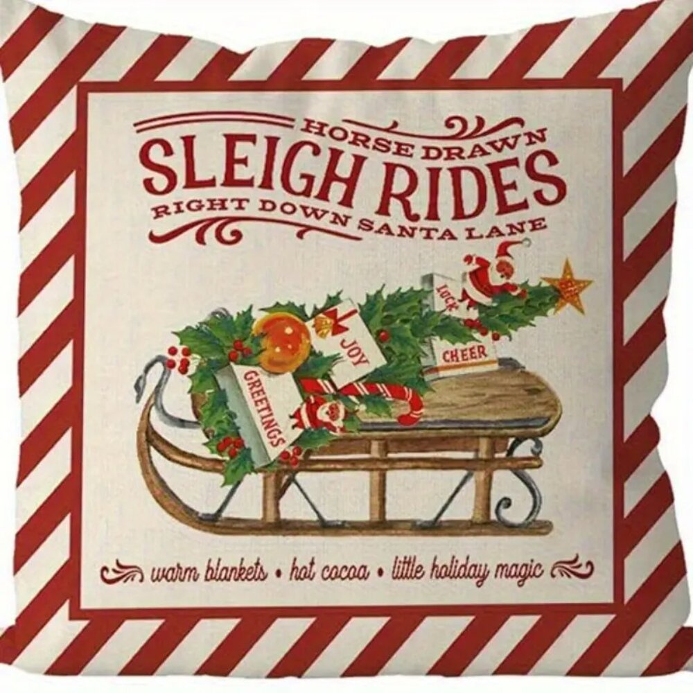 Christmas Sleigh Rides Christmas Pillow Cover 18X18 NEW